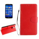 For LG K10 Red Litchi PU Leather Case with Holder, Card Slots & Wallet