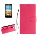For LG K7 Magenta Litchi PU Leather Case with Holder, Card Slots & Wallet