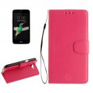 For LG K4 Magenta Litchi PU Leather Case with Holder, Card Slots & Wallet