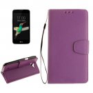 For LG K4 Purple Litchi PU Leather Case with Holder, Card Slots & Wallet
