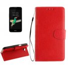For LG K4 Red Litchi PU Leather Case with Holder, Card Slots & Wallet