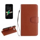 For LG K4 Brown Litchi PU Leather Case with Holder, Card Slots & Wallet