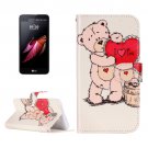 For LG X Screen Bear Leather Case with Holder, Card Slots & Wallet