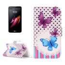 For LG X Screen Butterflies Leather Case with Holder, Card Slots & Wallet