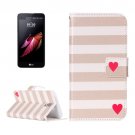 For LG X Screen Red Heart Leather Case with Holder, Card Slots & Wallet