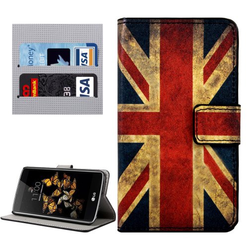 For LG K8 UK Flag Pattern Leather Case with Holder, Card Slots & Wallet