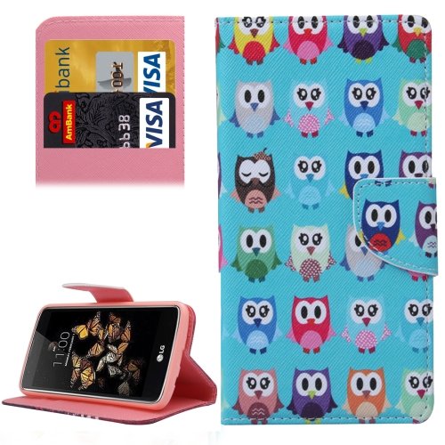 For LG K8 Cartoon Owls Pattern Leather Case with Holder, Card Slots & Wallet