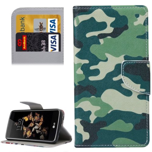For LG K8 Camouflage Pattern Leather Case with Holder, Card Slots & Wallet