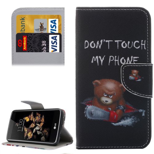 For LG K8 Little Bear Pattern Leather Case with Holder, Card Slots & Wallet