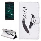 For LG V10 Feather Pattern Leather Case with Holder, Card Slots & Wallet
