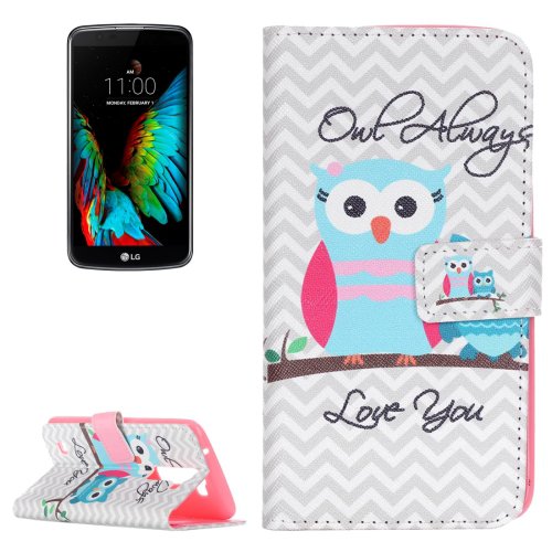 For LG K10 Owls Pattern Leather Case with Holder, Card Slots & Wallet
