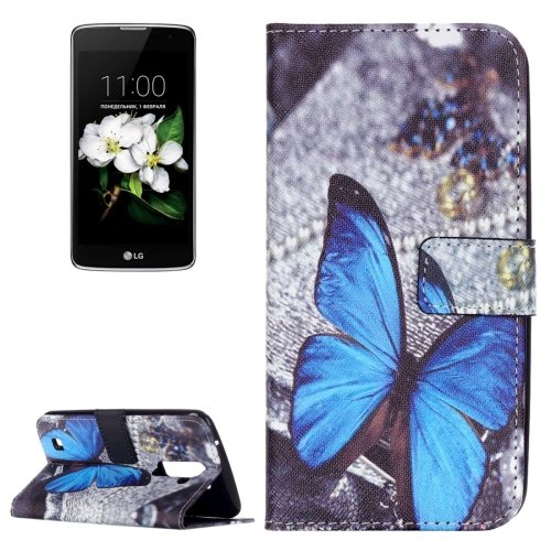 For LG K17 Butterfly Pattern Leather Case with Holder, Card Slots & Wallet