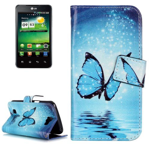 For LG K4 Butterfly Pattern Flip Leather Case with Holder & Card Slots