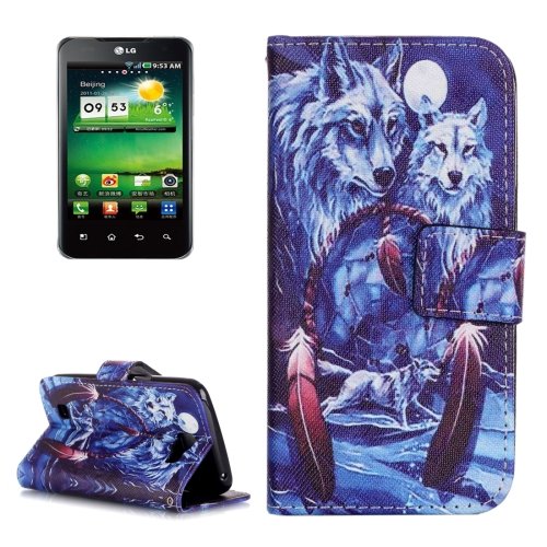 For LG K4 Wolves Pattern Flip Leather Case with Holder & Card Slots
