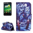 For LG K4 Wolves Pattern Flip Leather Case with Holder & Card Slots
