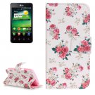 For LG K4 Rose Pattern Flip Leather Case with Holder & Card Slots