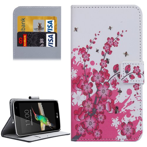 For LG K4 Blossom Pattern Flip Leather Case with Holder & Card Slots