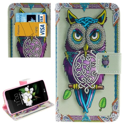 For LG  K7 Owl Flip Leather Case with Holder, Card Slots & Wallet