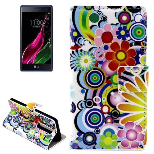 For LG  Class / Zero Flowers Flip Leather Case with Holder & Card Slots