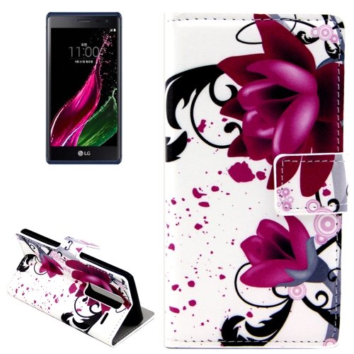 For LG  Class / Zero Rose Flowers Flip Leather Case with Holder & Card Slots