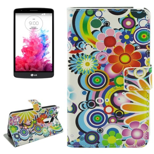 For LG G3 Stylus Flowers Pattern Leather Case with Holder, Card Slots & Wallet
