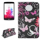 For LG G3 Stylus Flowers Pattern Leather Case with Holder, Card Slots & Wallet