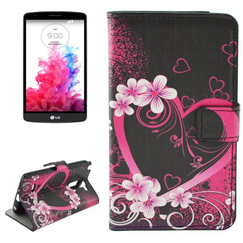 For LG G3 Stylus Heart Pattern Leather Case with Holder, Card Slots & Wallet