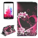 For LG G3 Stylus Heart Pattern Leather Case with Holder, Card Slots & Wallet