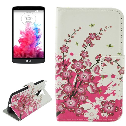 For LG G3 Stylus Cherry Pattern Leather Case with Holder, Card Slots & Wallet