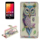 For LG Leon Owl Pattern Leather Case with Holder, Card Slots & Wallet