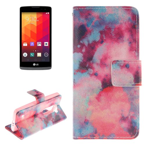 For LG Leon Smudge Pattern Leather Case with Holder, Card Slots & Wallet