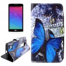 For LG Leon butterfly Pattern Leather Case with Holder, Card Slots & Wallet