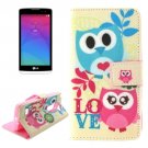 For LG Leon Owl Pattern Leather Case with Holder, Card Slots & Wallet