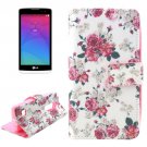 For LG Leon Rose Pattern Leather Case with Holder, Card Slots & Wallet