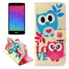 For LG Magna Two Owls Pattern Leather Case with Holder, Card Slots & Wallet