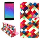 For LG Magna Square Pattern Leather Case with Holder, Card Slots & Wallet