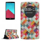 For LG G4 Grid Pattern Leather Case with Holder & Caller ID Display