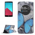 For LG G4 Butterfly Pattern Leather Case with Holder & Caller ID Display