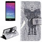 For LG Spirit Elephant Pattern Leather Case with Holder, Card Slots & Wallet