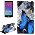 For LG Spirit Butterfly Pattern Leather Case with Holder, Card Slots & Wallet