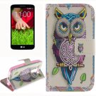 For LG G2 mini Owl 2 Side Pattern Leather Case with Holder, Card Slots & Wallet