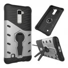 For LG K10 Silver Rotating Tough Armor TPU + PC Combination Case & Holder
