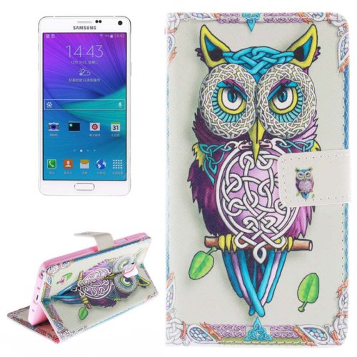 For Galaxy Note 4 Owl Pattern Leather Case with Holder, Card Slot & Wallet