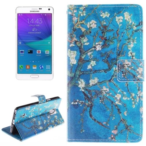 For Galaxy Note 4 Flower Pattern Leather Case with Holder, Card Slot & Wallet