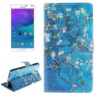 For Galaxy Note 4 Flower Pattern Leather Case with Holder, Card Slot & Wallet