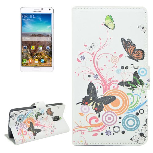 For Galaxy Note 4 Butterfly Pattern Flip Leather Case with Holder & Card Slots