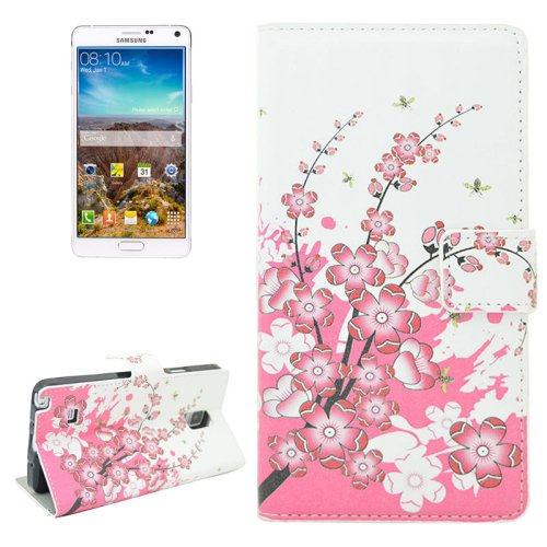 For Galaxy Note 4 Blossom Pattern Flip Leather Case with Holder & Card Slots