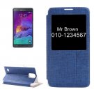 For Galaxy Note 4 Blue Cross Texture Flip Leather Case with Call Display ID