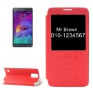 For Galaxy Note 4 Red Cross Texture Flip Leather Case with Call Display ID