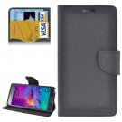For Galaxy Note 4 Black Cross Flip Leather Case with Credit Card Slots